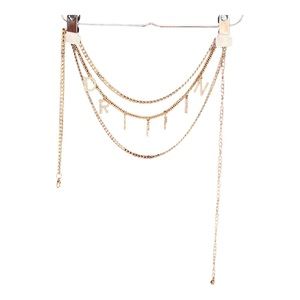 Unbranded "DRIPPIN" goldtone rhinestone chain belt